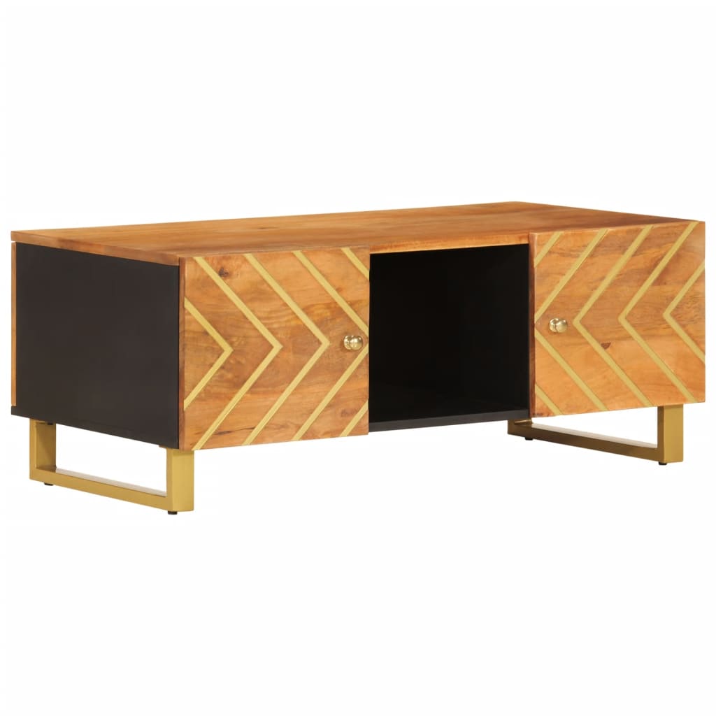 Coffee Table Brown Black 100X54X40 Cm Solid Wood Mango Brown and black MDF iron