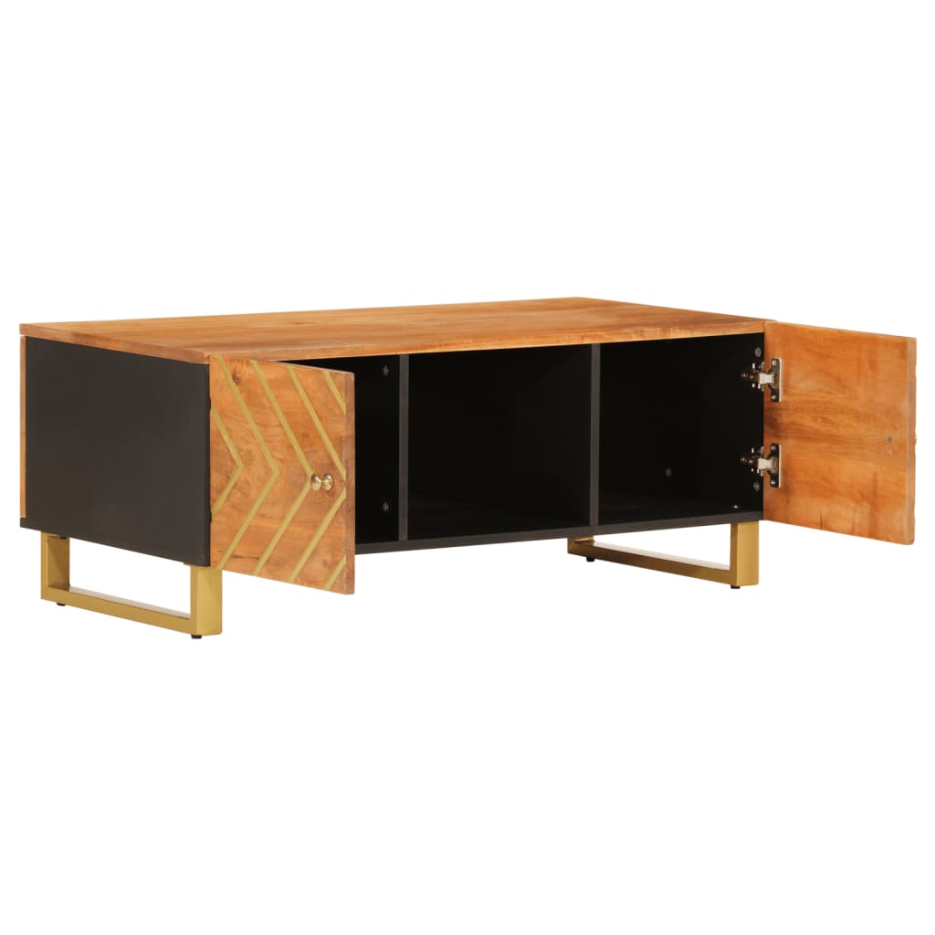 Coffee Table Brown Black 100X54X40 Cm Solid Wood Mango Brown and black MDF iron