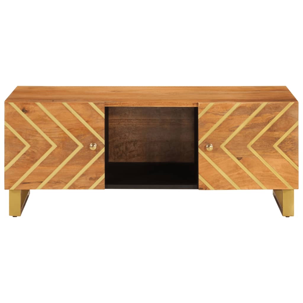 Coffee Table Brown Black 100X54X40 Cm Solid Wood Mango Brown and black MDF iron