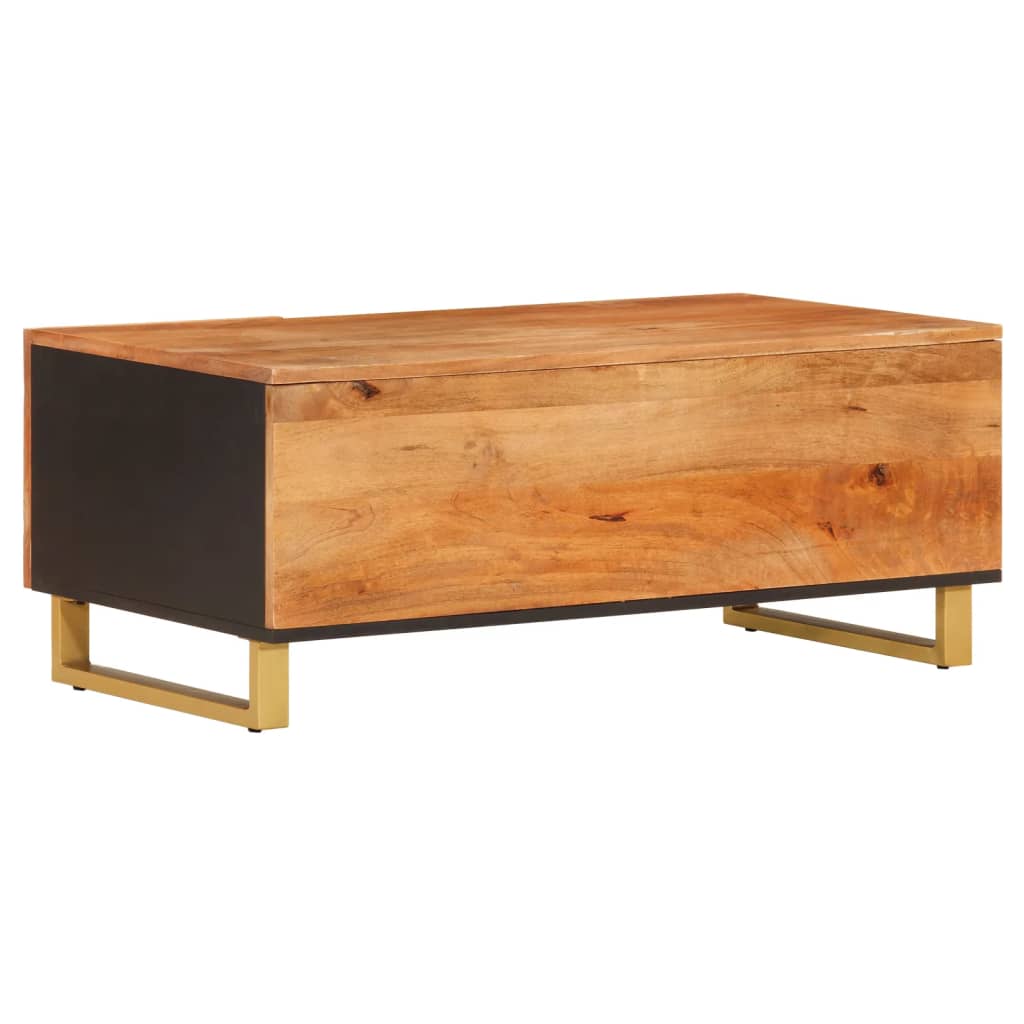 Coffee Table Brown Black 100X54X40 Cm Solid Wood Mango Brown and black MDF iron