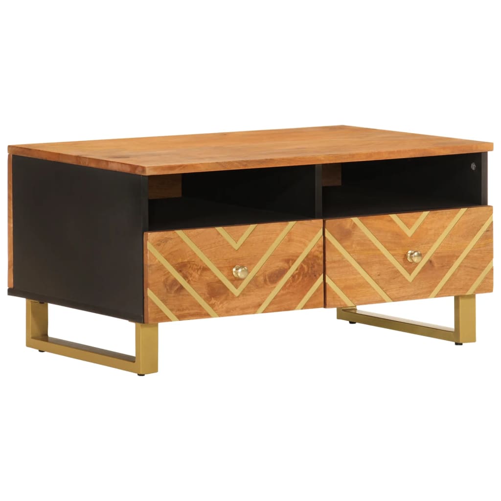 Coffee Table Brown And Black 80X54X40 Cm Solid Wood Mango