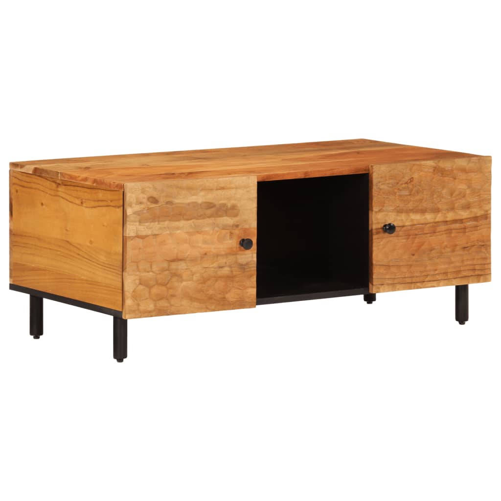 Coffee Table 100X54X40 Cm Solid Wood Acacia black natural engineered wood iron 1