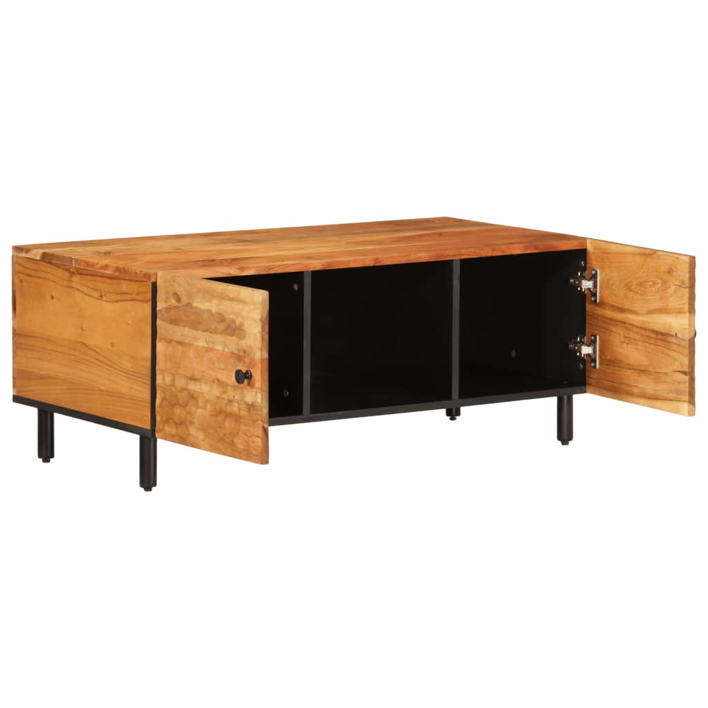 Coffee Table 100X54X40 Cm Solid Wood Acacia black natural engineered wood iron 1