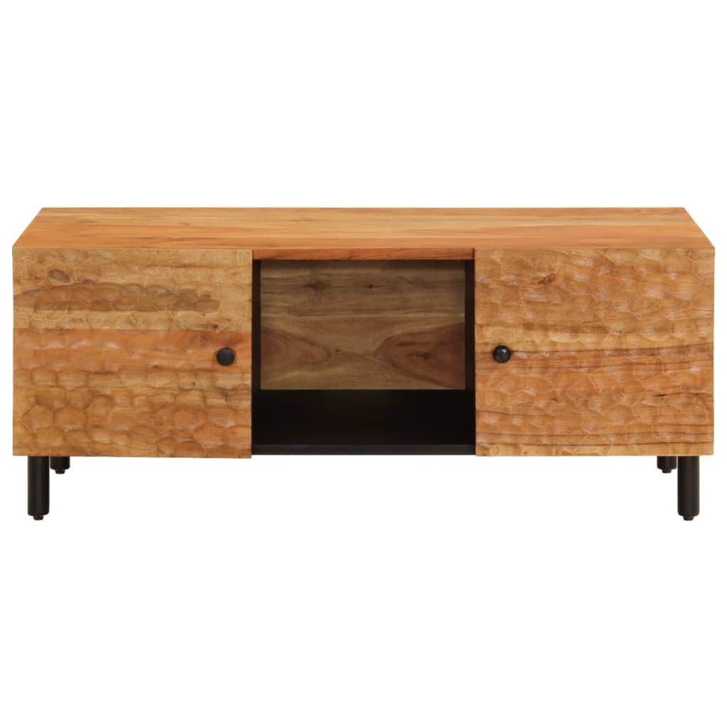 Coffee Table 100X54X40 Cm Solid Wood Acacia black natural engineered wood iron 1