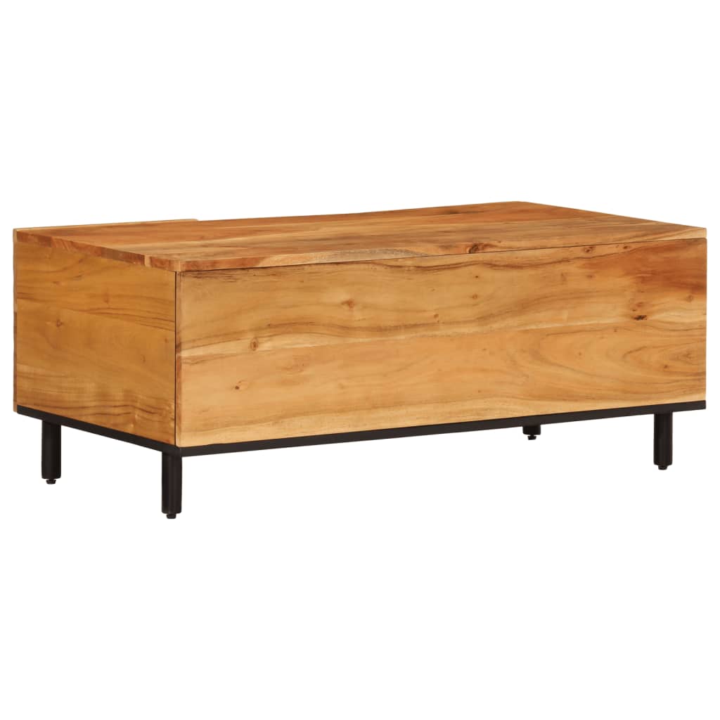 Coffee Table 100X54X40 Cm Solid Wood Acacia black natural engineered wood iron 1