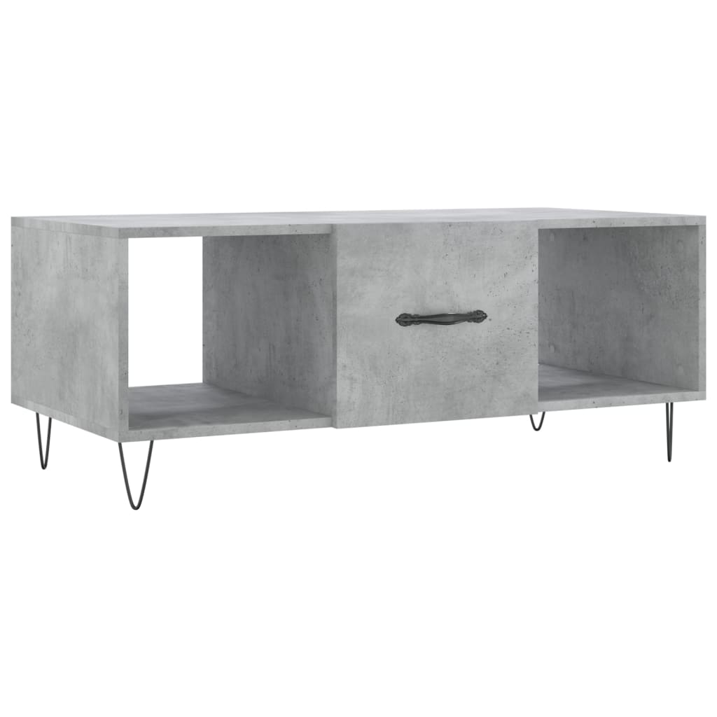 Coffee Table Concrete Grey Storage Cabinet Living Room 102cm black iron 102 cm