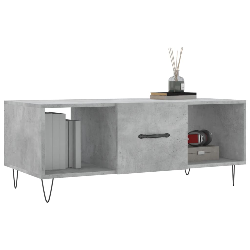 Coffee Table Concrete Grey Storage Cabinet Living Room 102cm black iron 102 cm