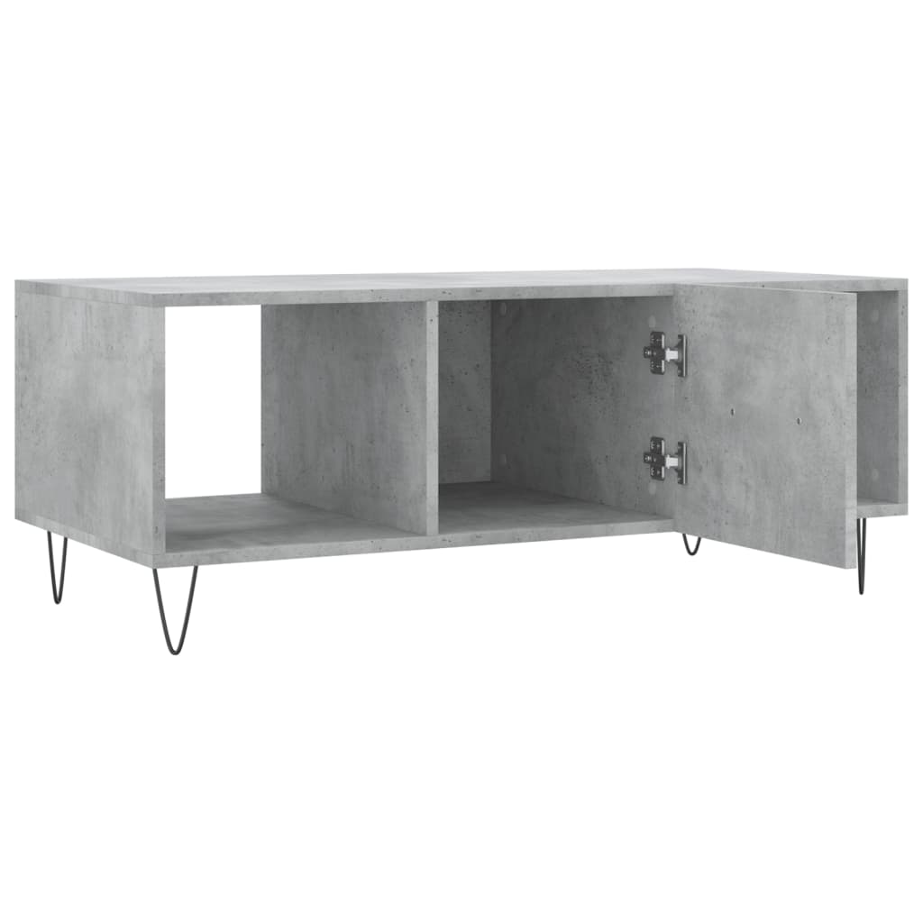 Coffee Table Concrete Grey Storage Cabinet Living Room 102cm black iron 102 cm