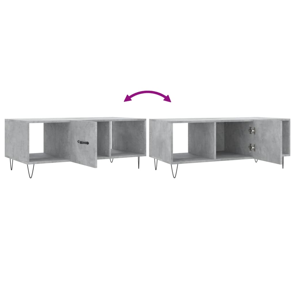 Coffee Table Concrete Grey Storage Cabinet Living Room 102cm black iron 102 cm