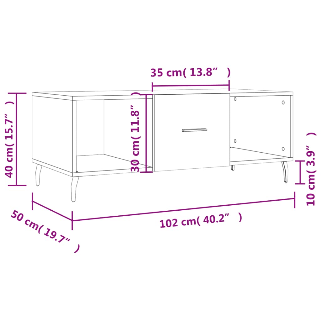 Coffee Table 102X50X40 Cm Engineered Wood