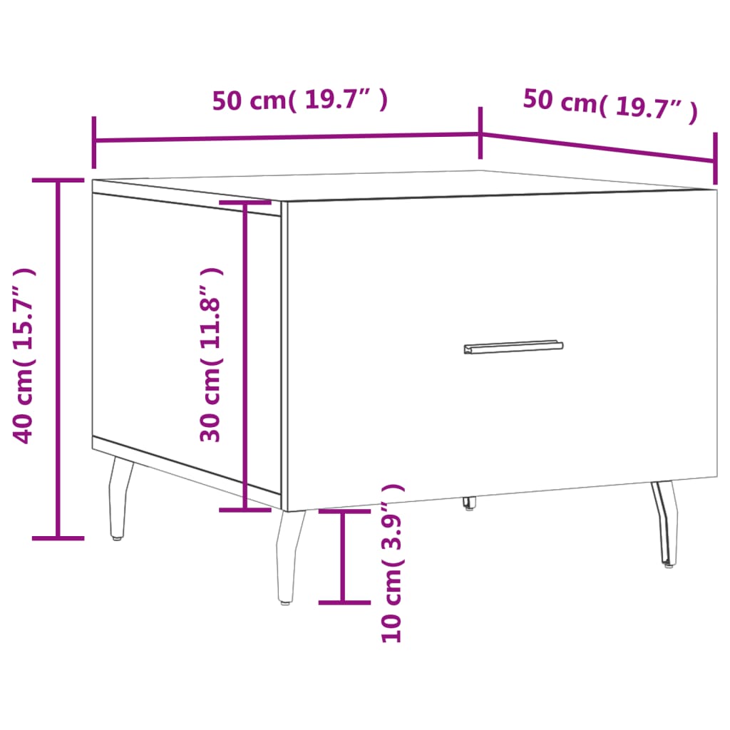 Coffee Table Tables 2 Pcs 50X50X40 Cm Engineered Wood White Concrete Grey Black