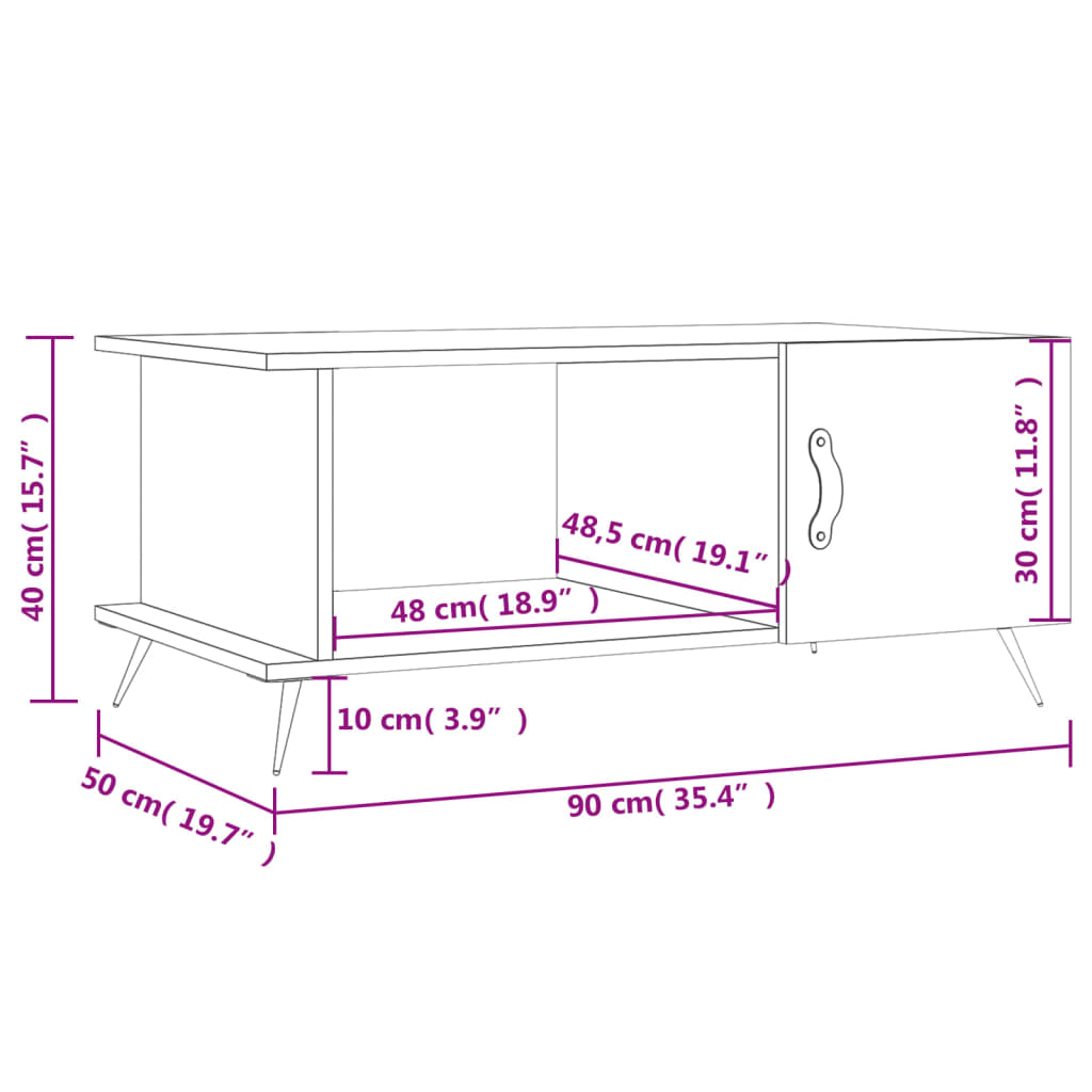 Coffee Table 90X50X40 Cm Engineered Wood