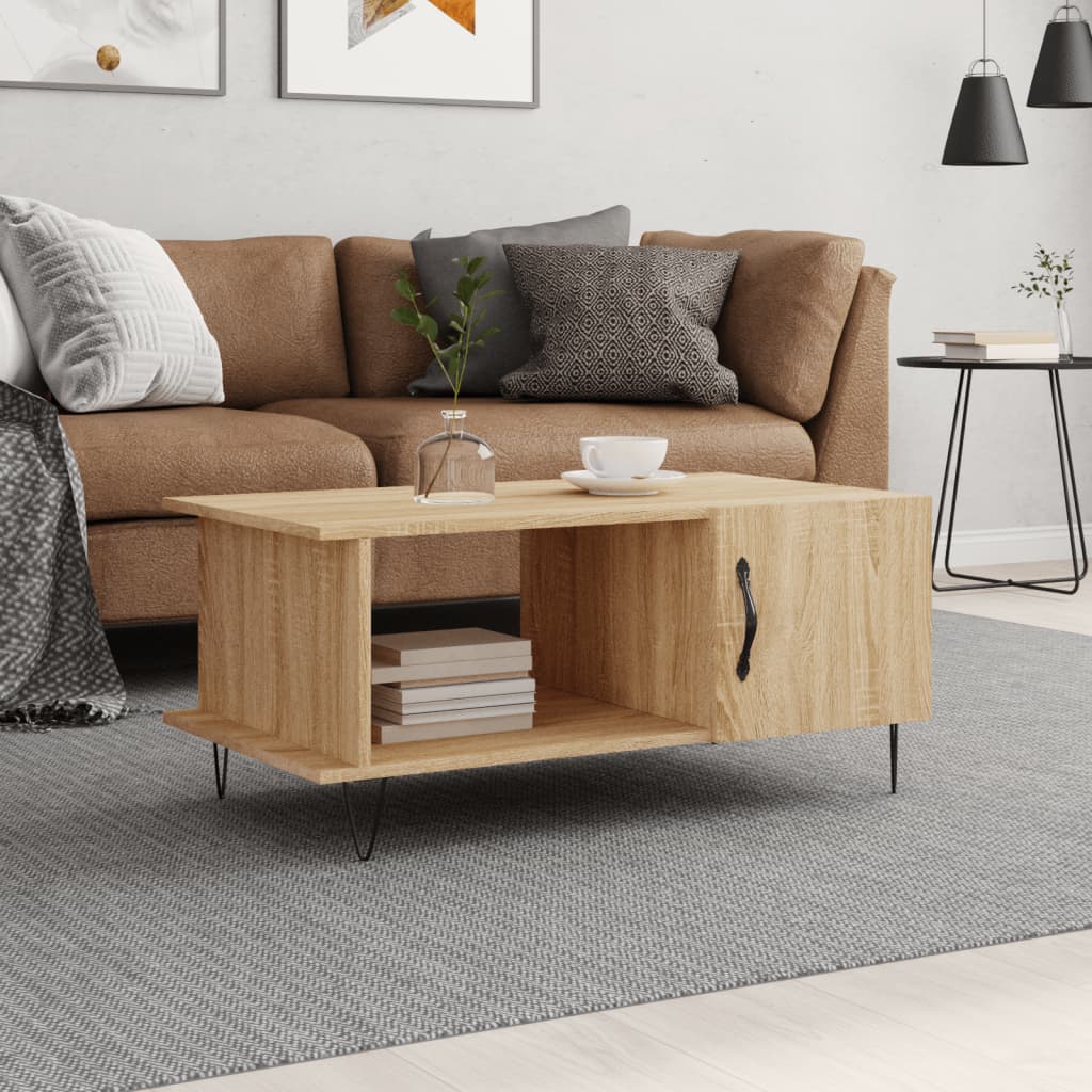 Coffee Table 90X50X40 Cm Engineered Wood Sonoma Oak Grey Sonoma Smoked Oak Iron