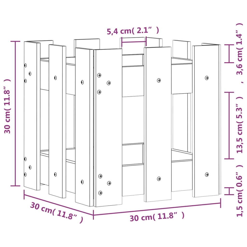 Garden Planter With Fence Design Solid Wood Douglas