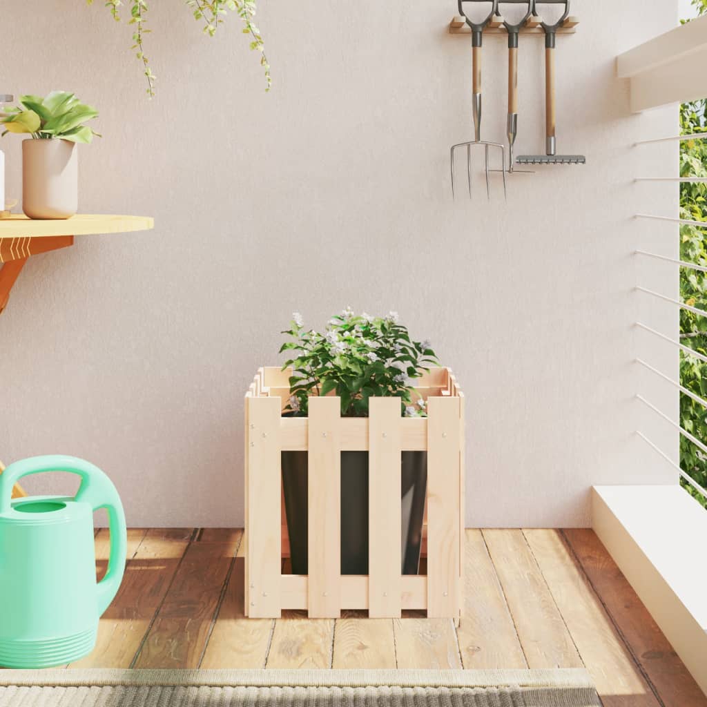 Garden Planter With Fence Design Solid Wood Douglas
