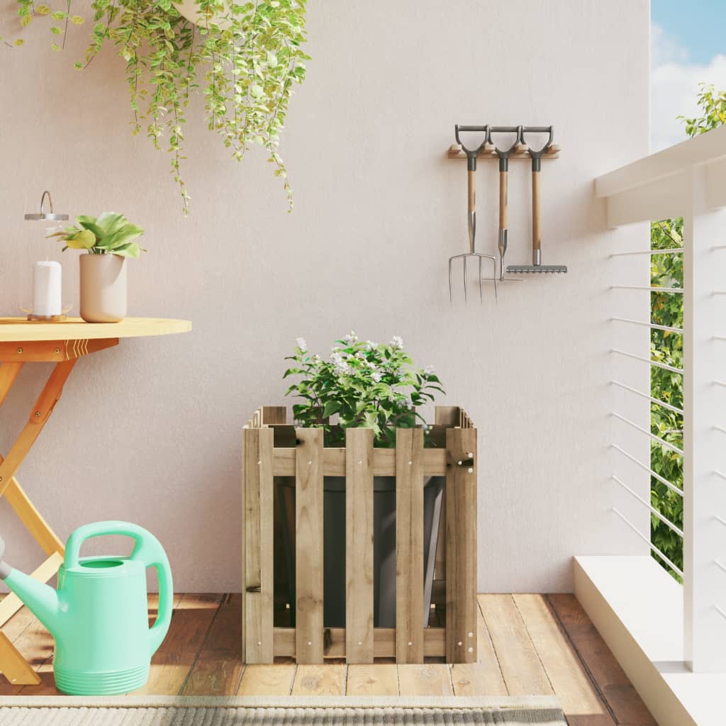 Garden Planter With Fence Design Solid Wood Douglas