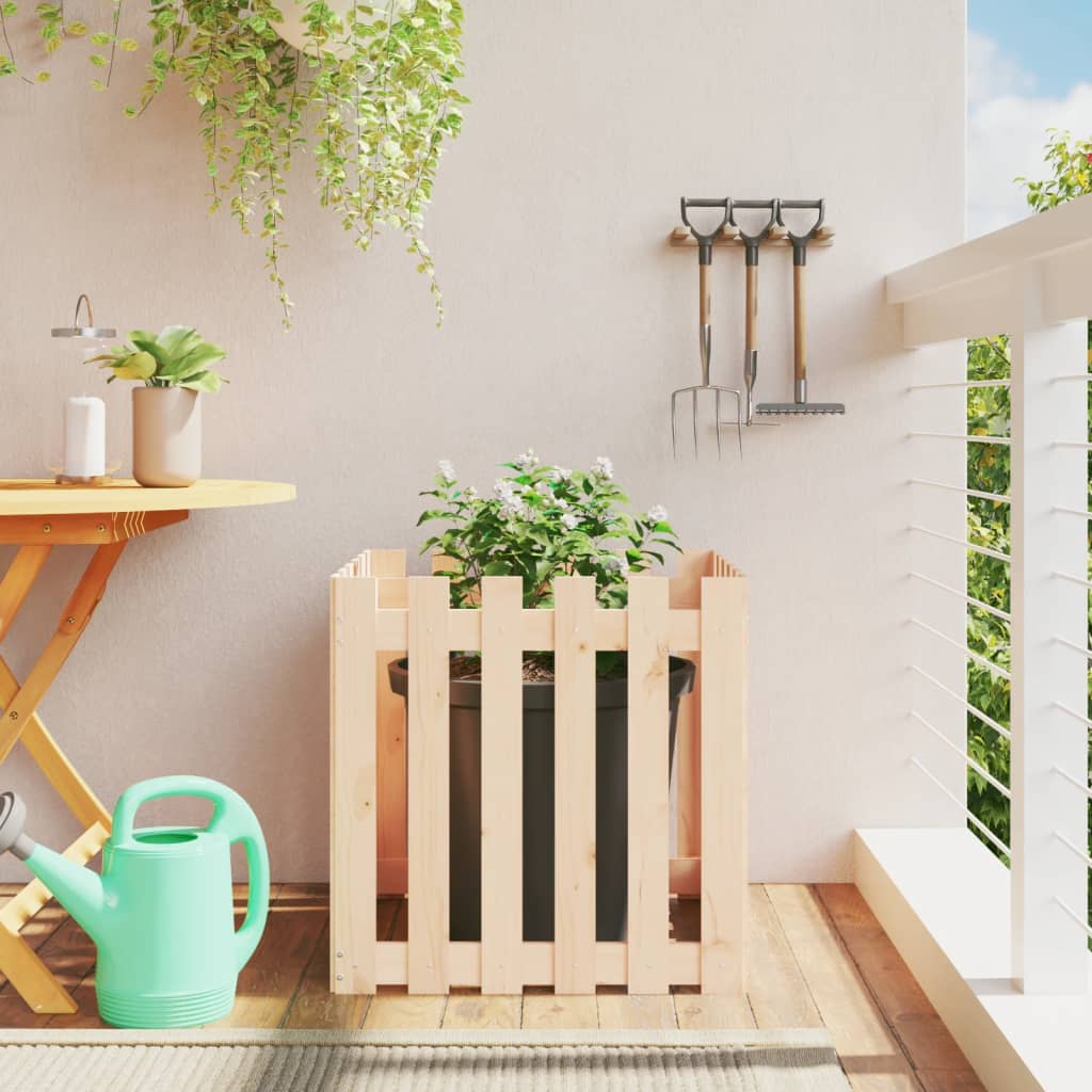 Garden Planter With Fence Design Solid Wood Douglas