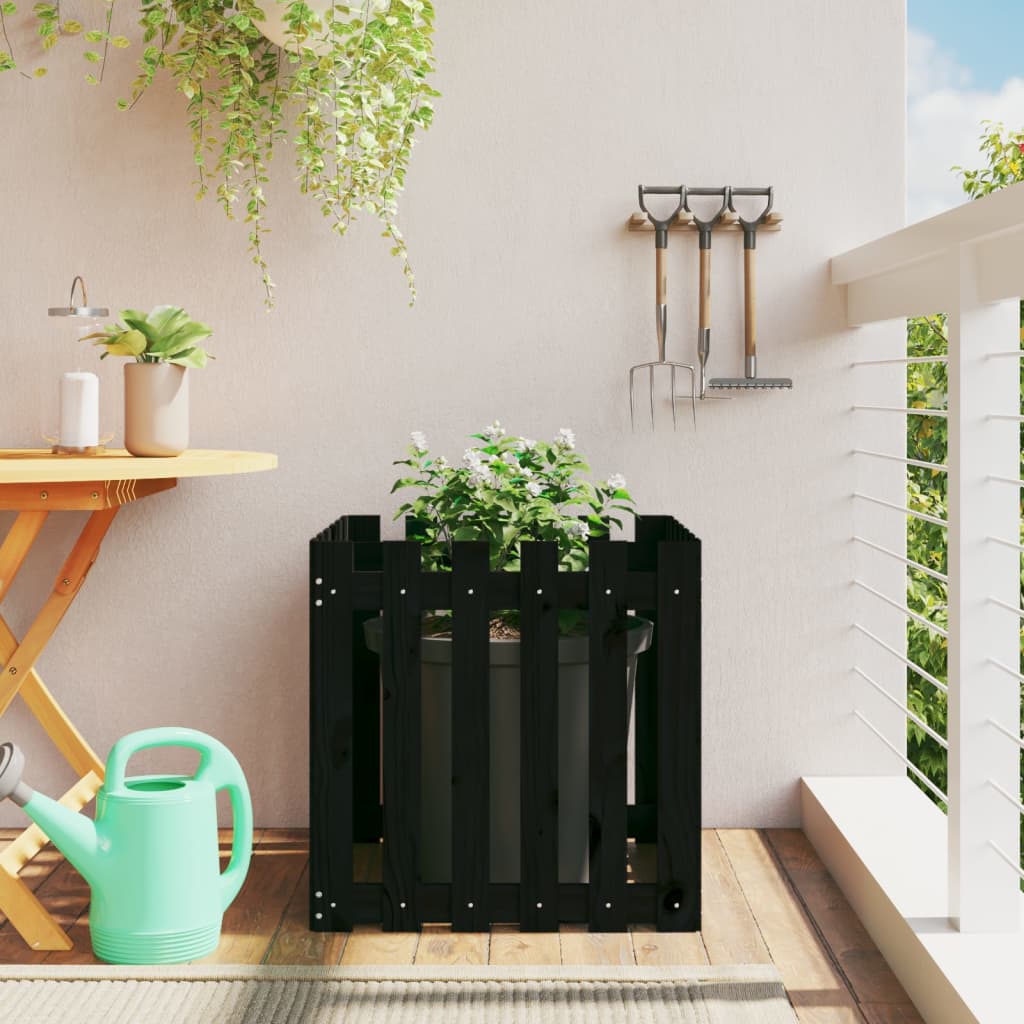 Garden Planter With Fence Design Solid Wood Douglas