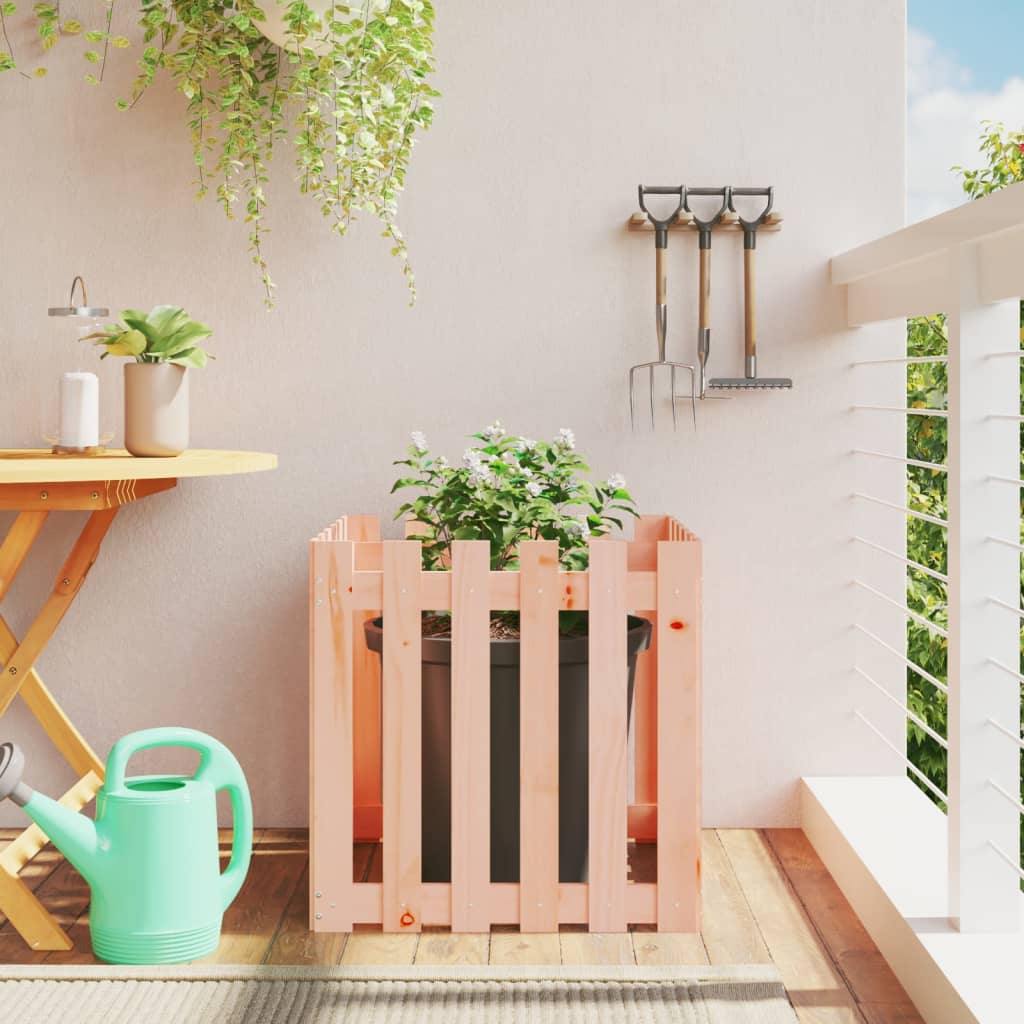 Garden Planter With Fence Design Solid Wood Douglas