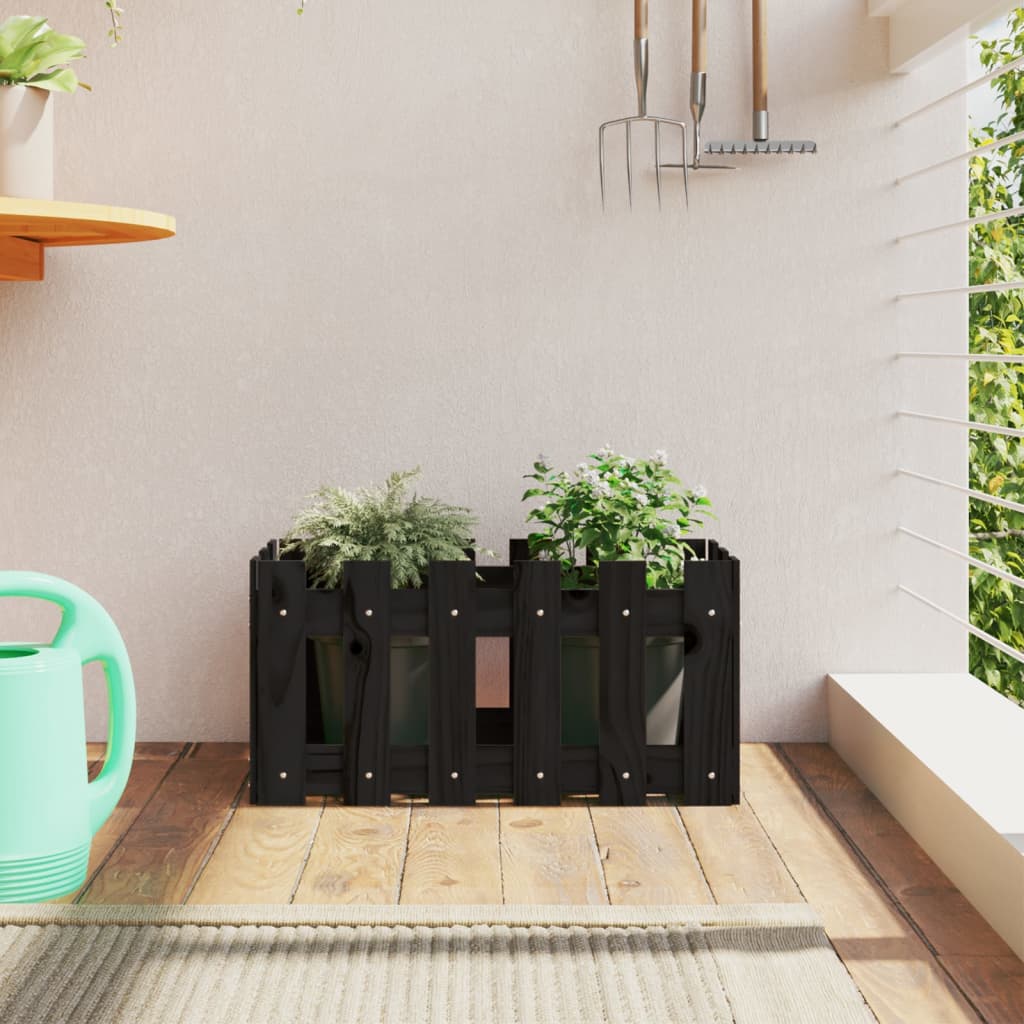 Garden Planter With Fence Design Solid Wood Douglas