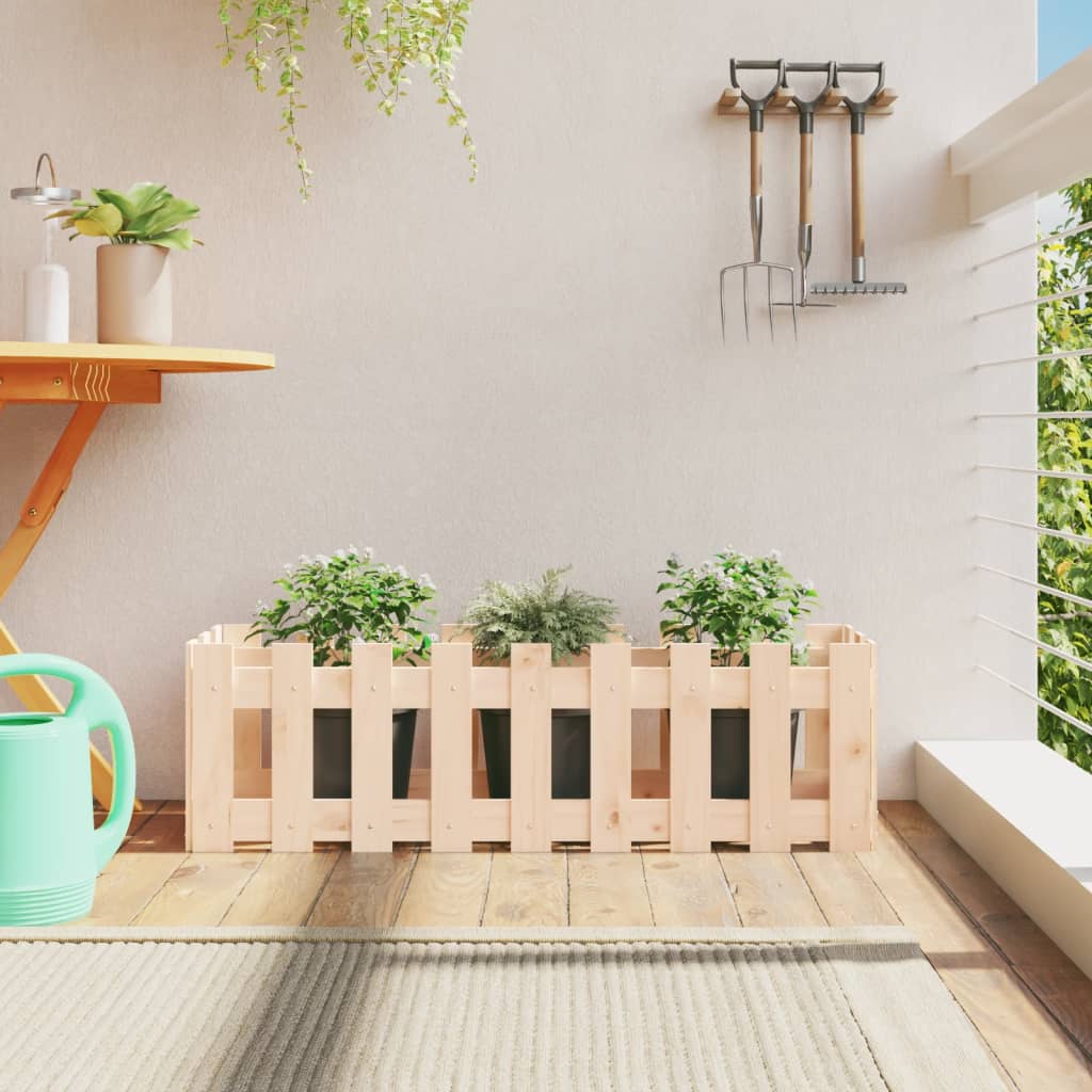 Garden Planter With Fence Design Solid Wood Douglas
