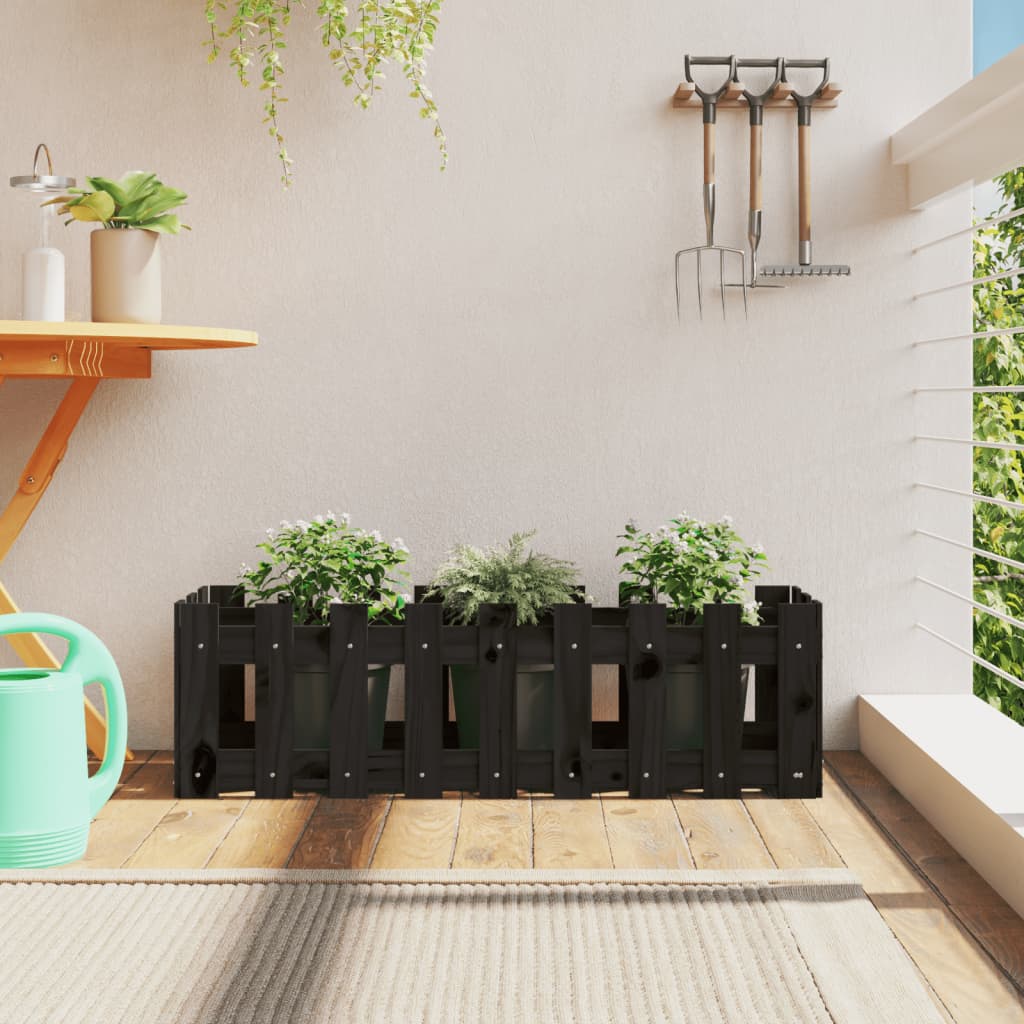 Garden Planter With Fence Design Solid Wood Douglas