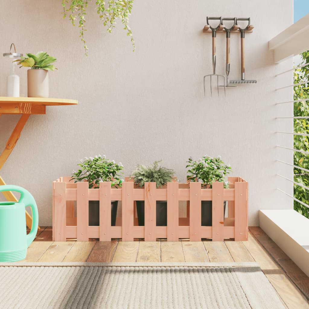 Garden Planter With Fence Design Solid Wood Douglas