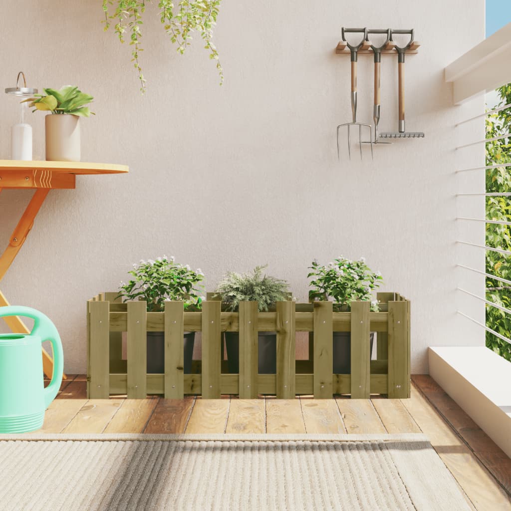 Garden Planter With Fence Design Solid Wood Douglas