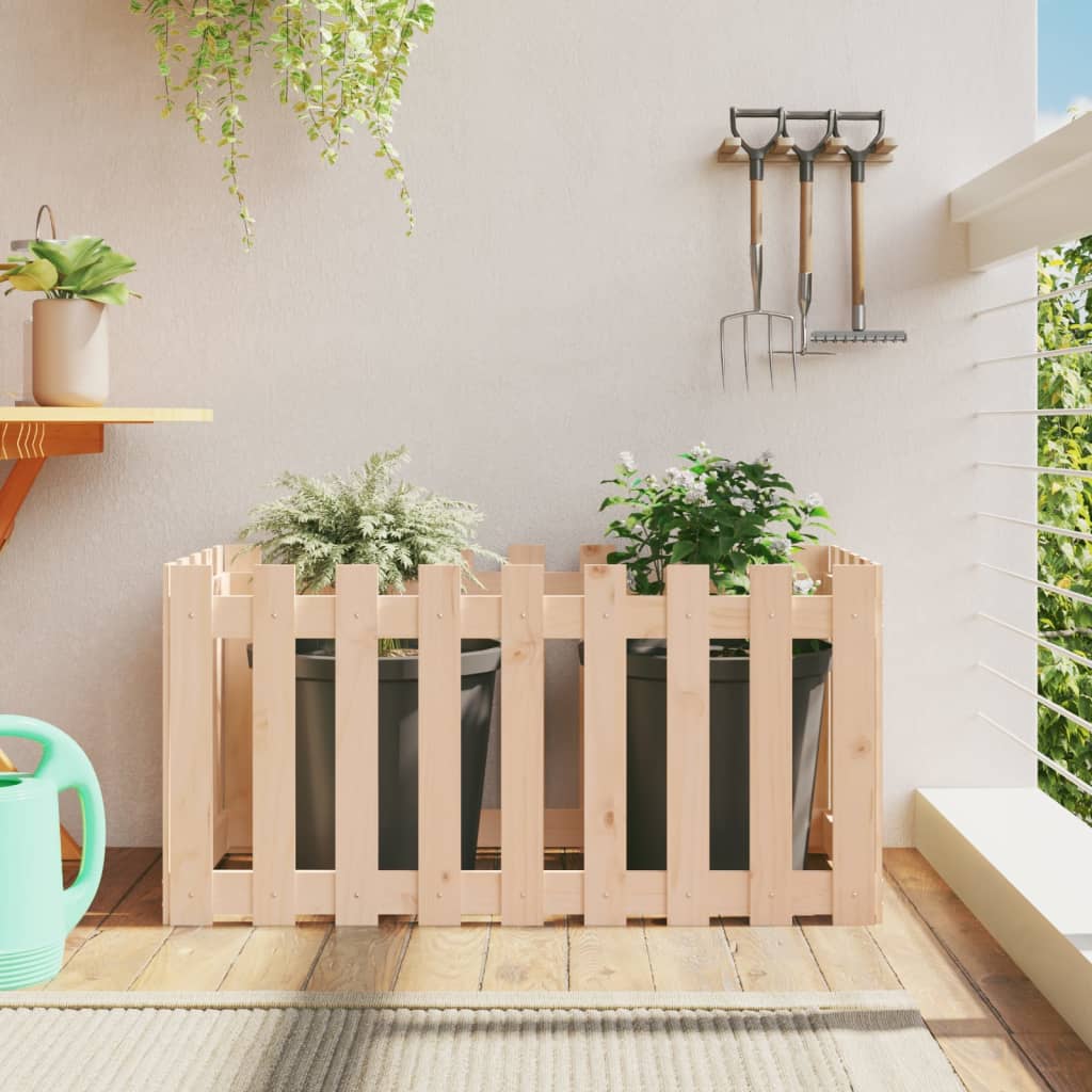 Garden Planter With Fence Design Solid Wood Douglas