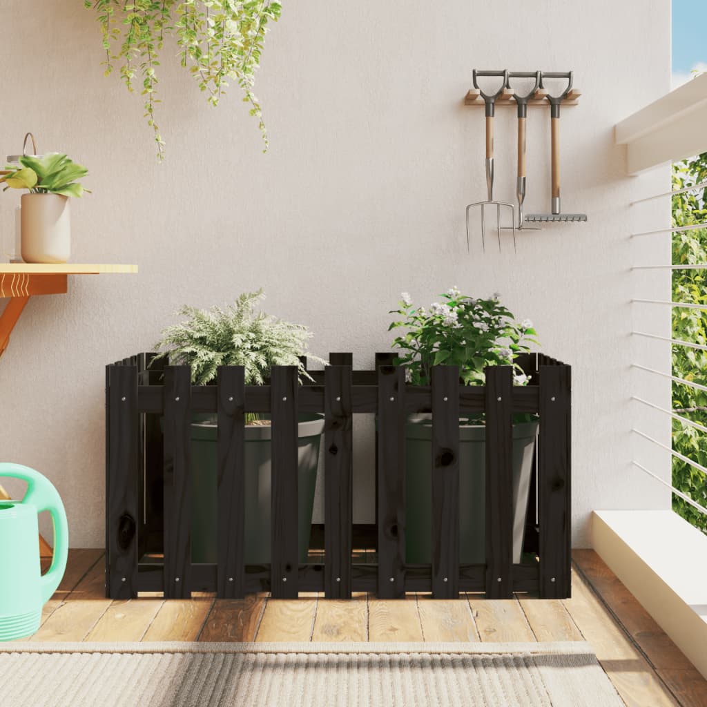 Garden Planter With Fence Design Solid Wood Douglas