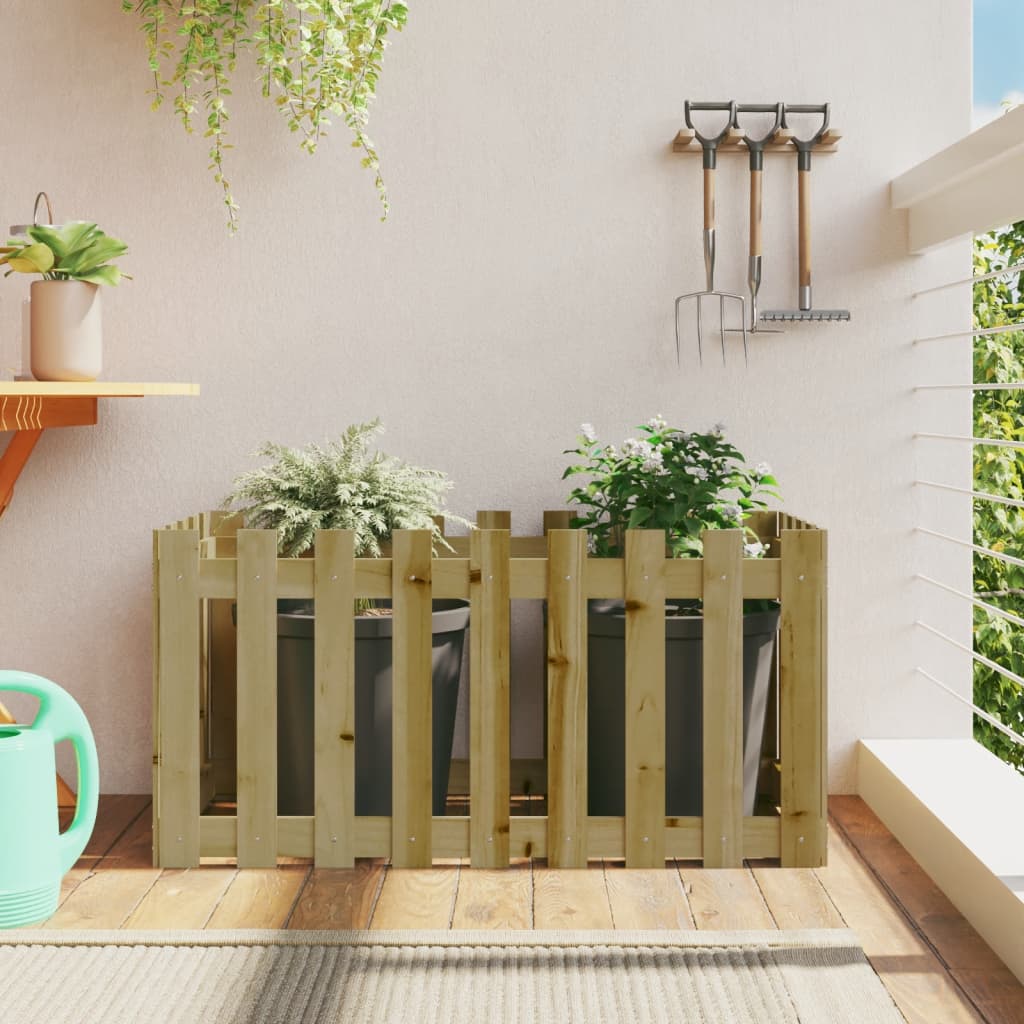 Garden Planter With Fence Design Solid Wood Douglas