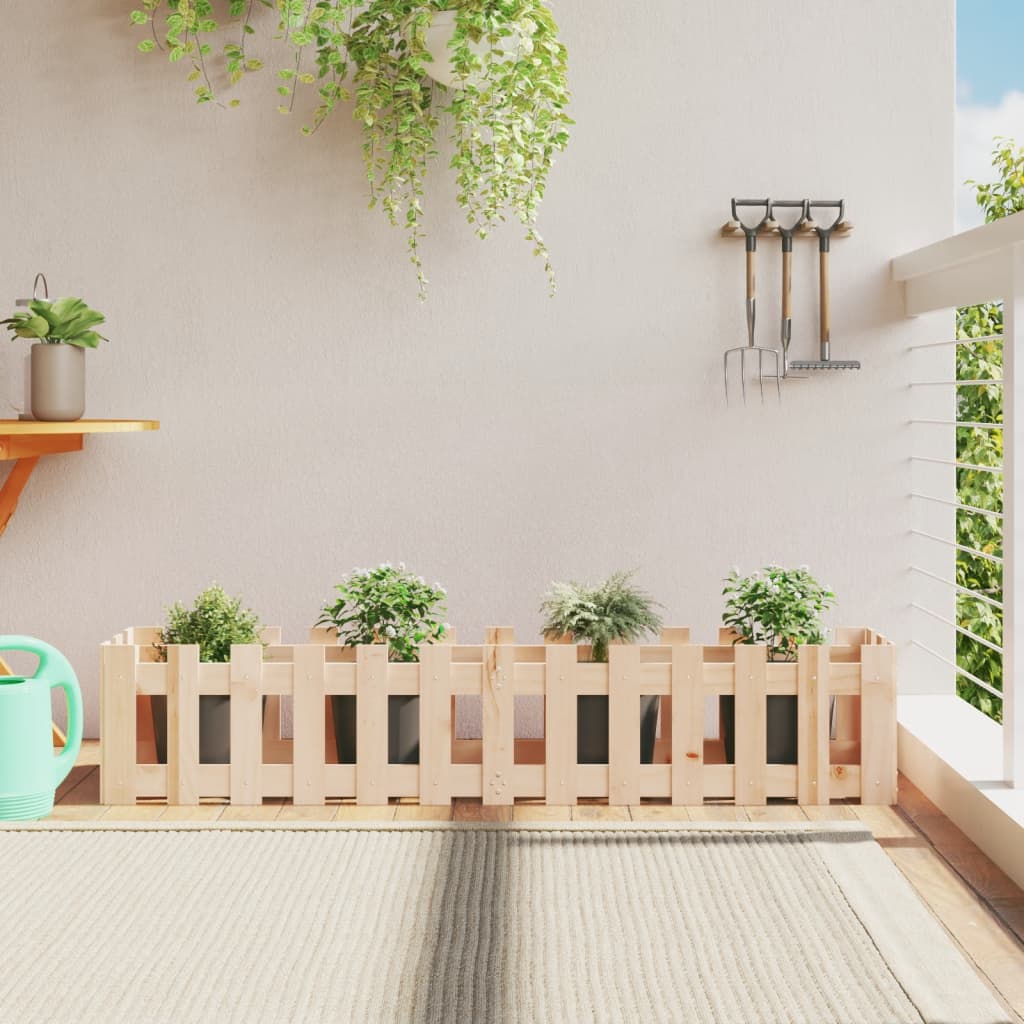 Garden Planter With Fence Design Solid Wood Douglas