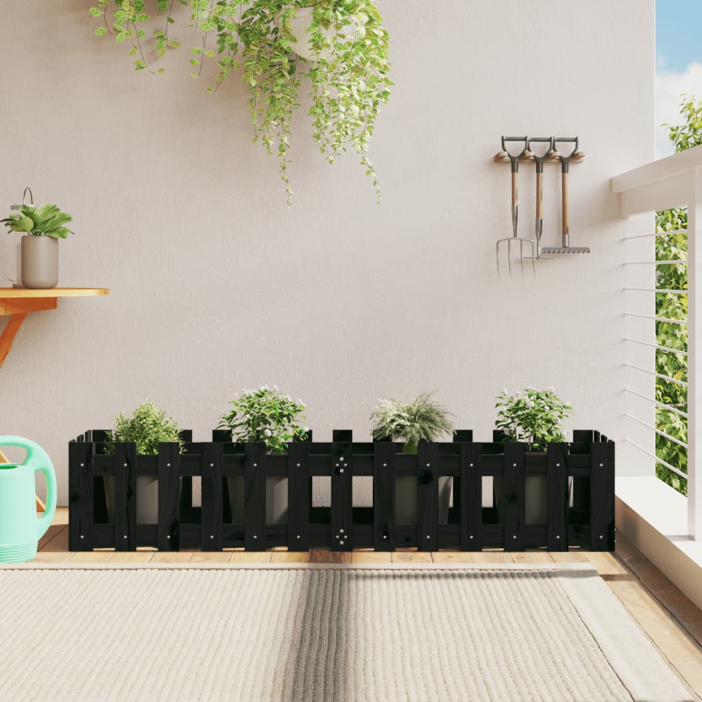 Garden Planter With Fence Design Solid Wood Douglas