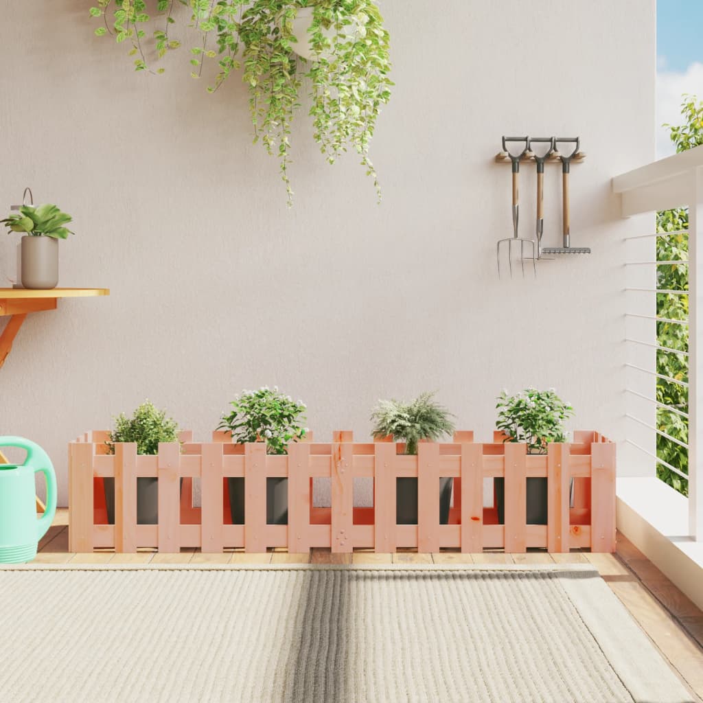 Garden Planter With Fence Design Solid Wood Douglas