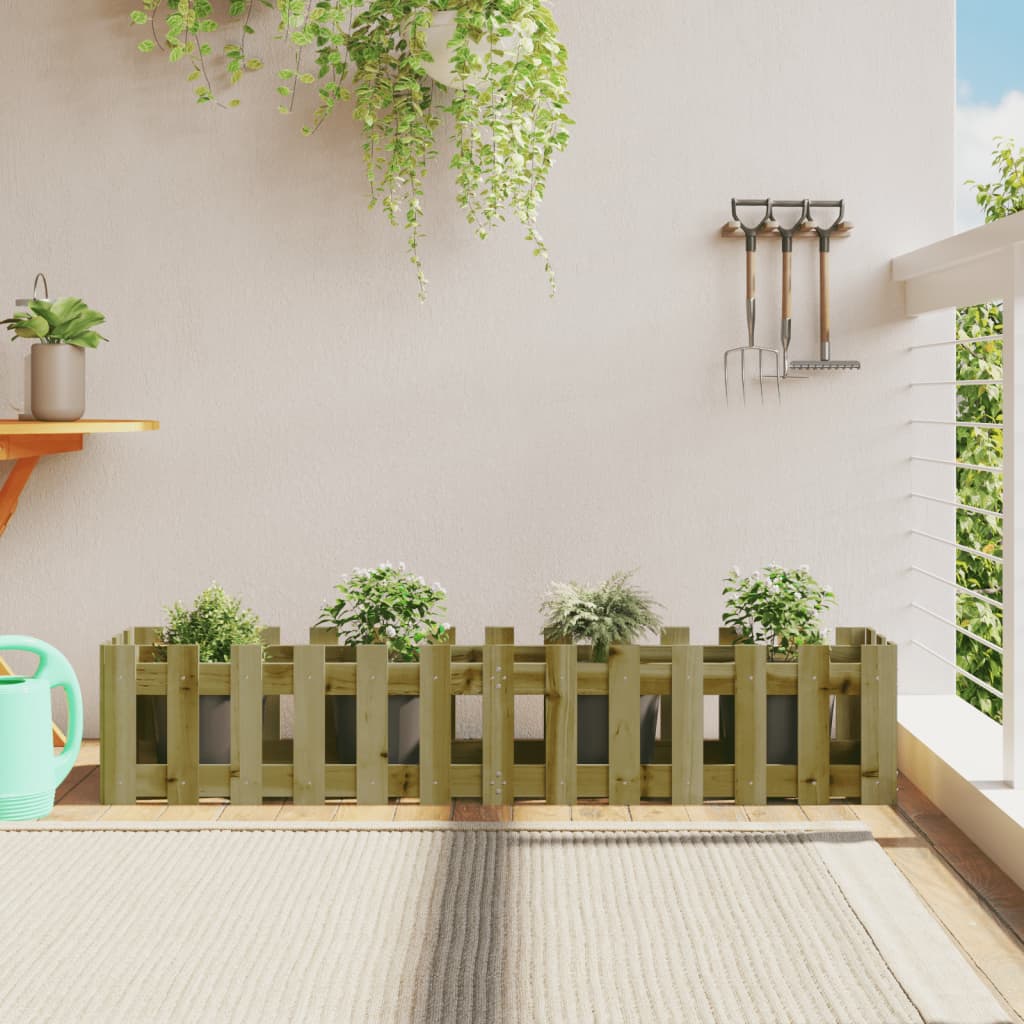Garden Planter With Fence Design Solid Wood Douglas