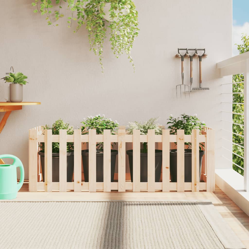 Garden Planter With Fence Design Solid Wood Douglas