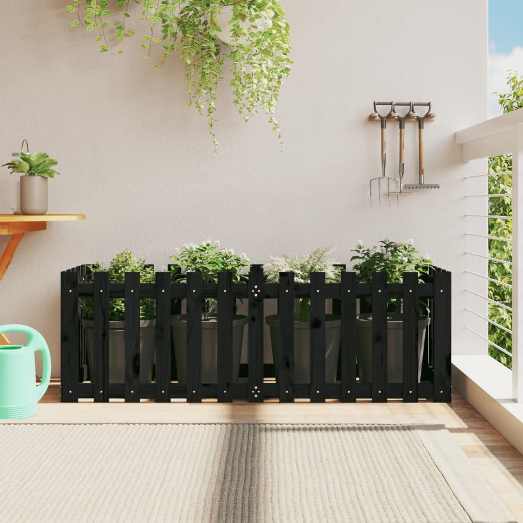Garden Planter With Fence Design Solid Wood Douglas