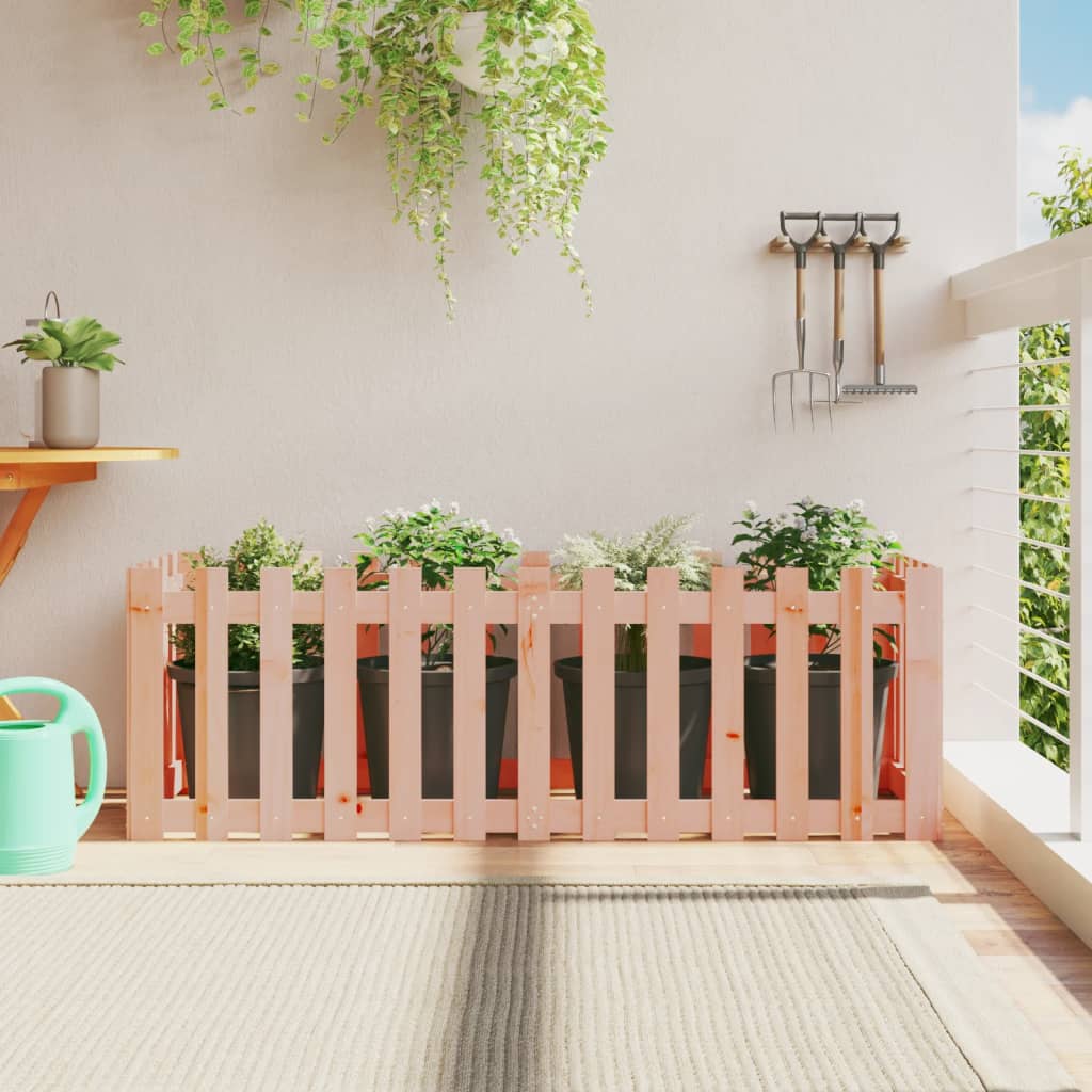 Garden Planter With Fence Design Solid Wood Douglas