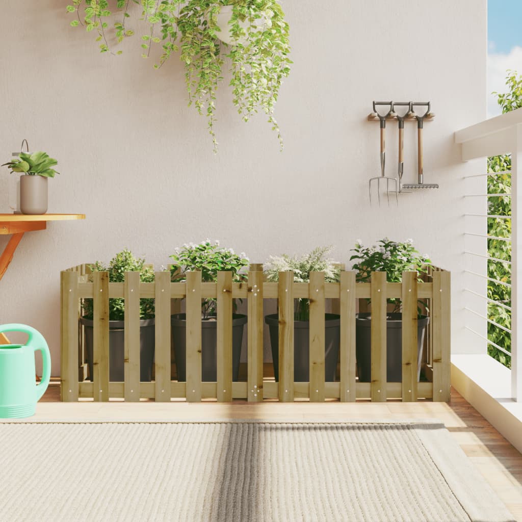 Garden Planter With Fence Design Solid Wood Douglas
