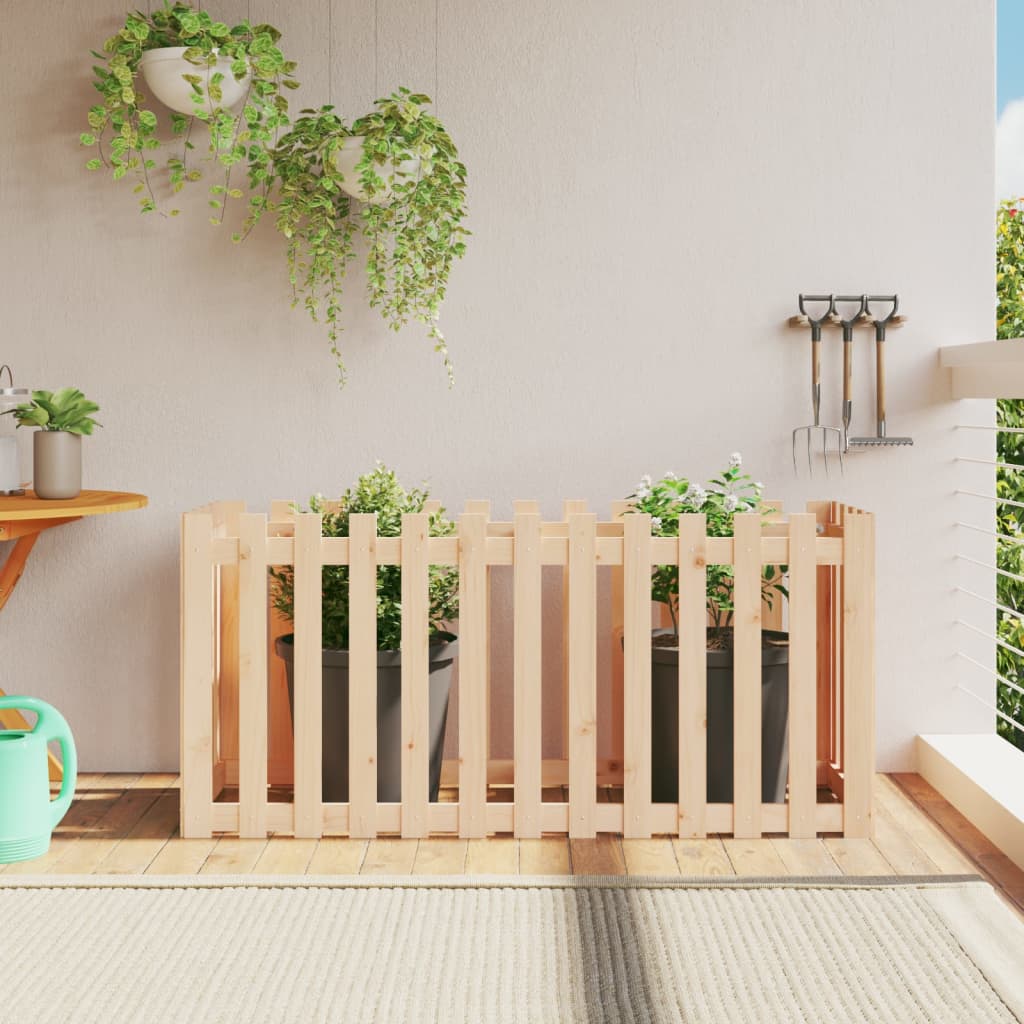 Garden Planter With Fence Design Solid Wood Douglas