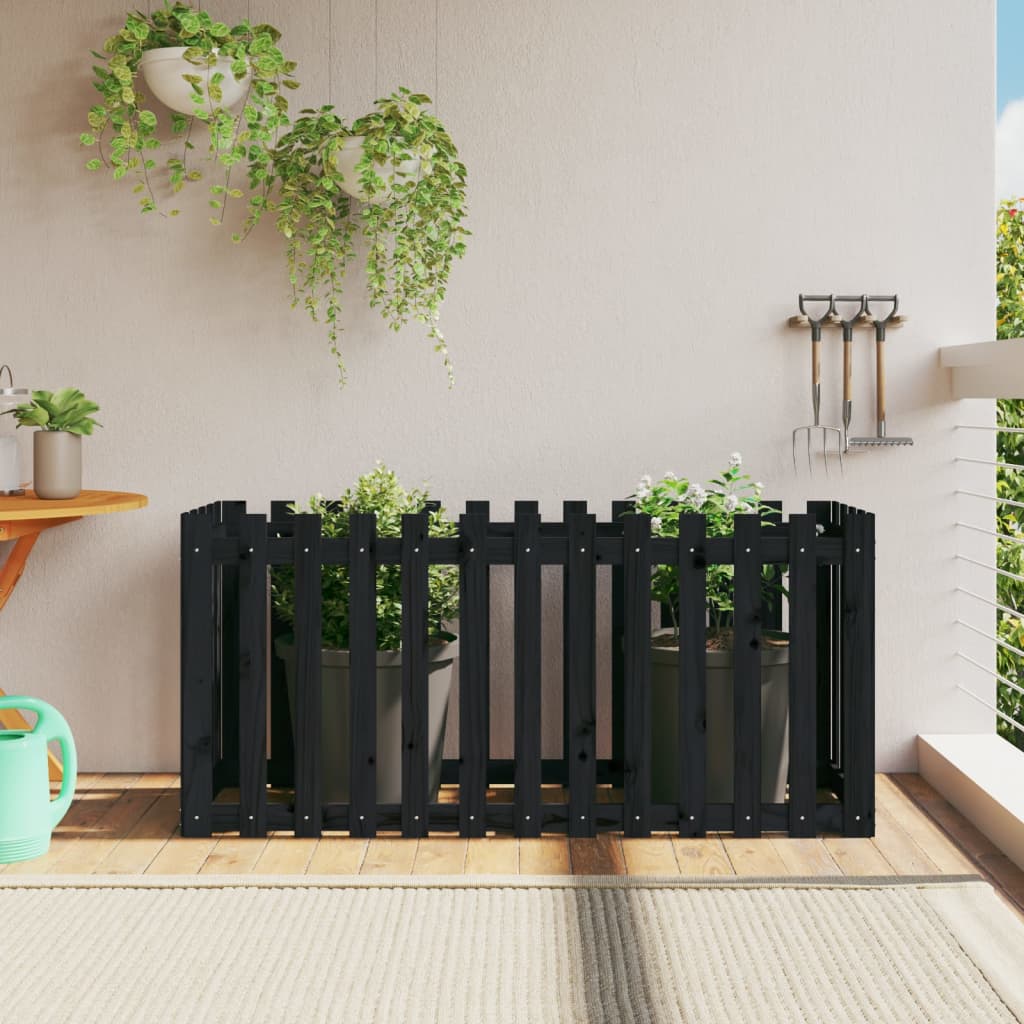 Garden Planter With Fence Design Solid Wood Douglas