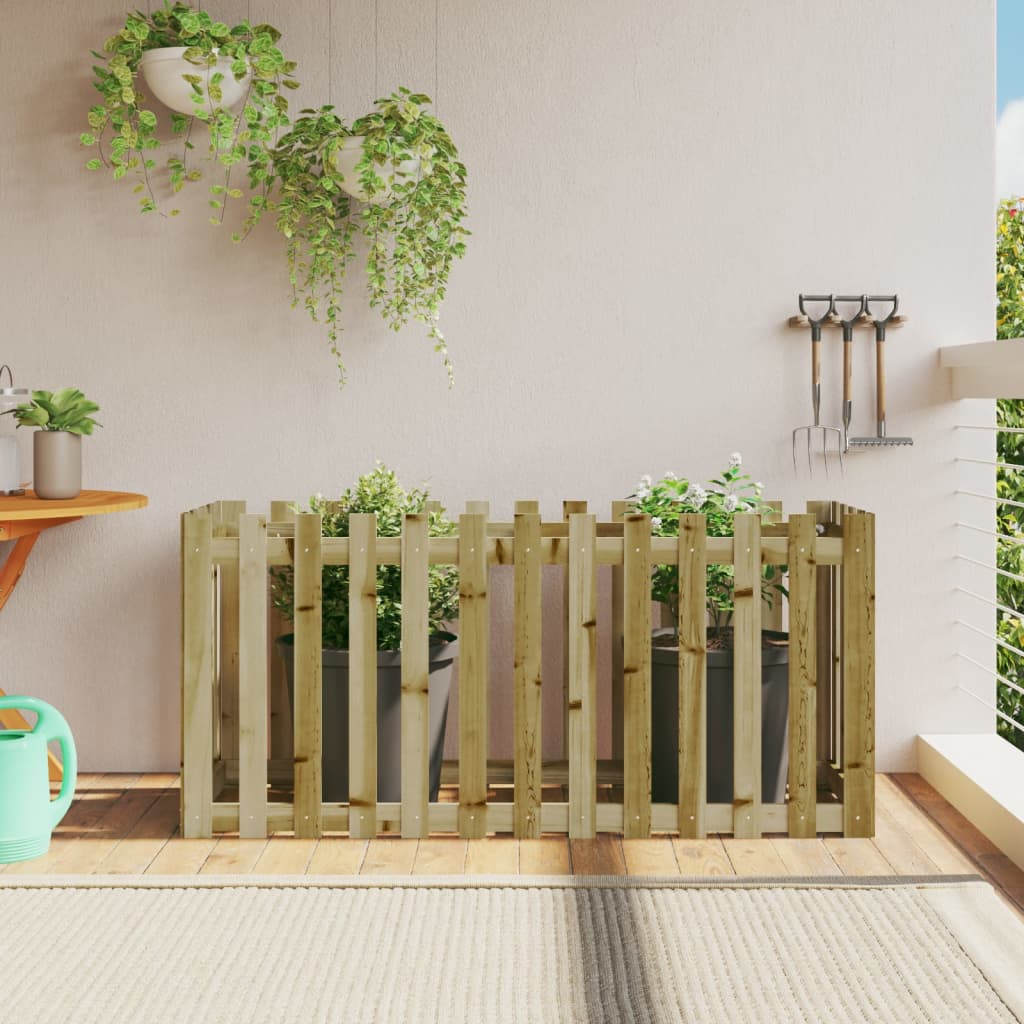 Garden Planter With Fence Design Solid Wood Douglas
