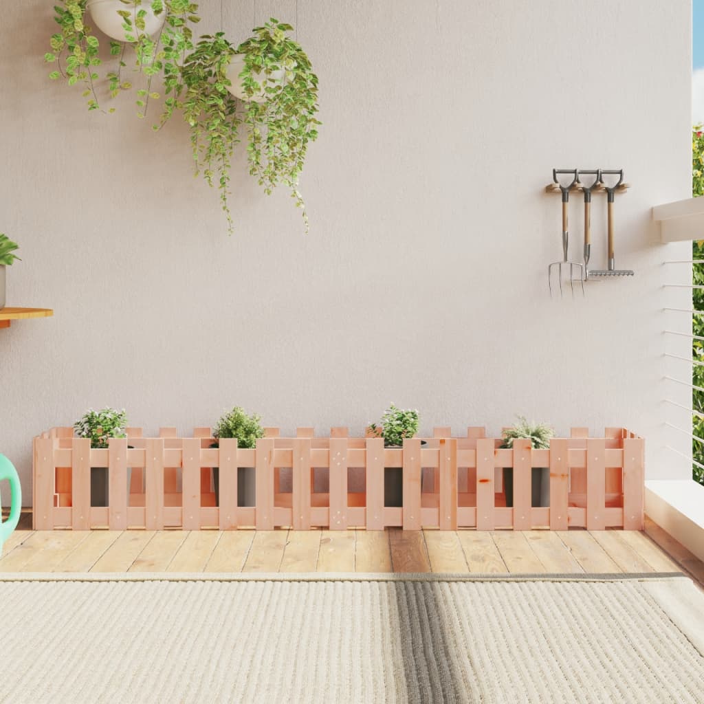 Garden Planter With Fence Design Solid Wood Douglas
