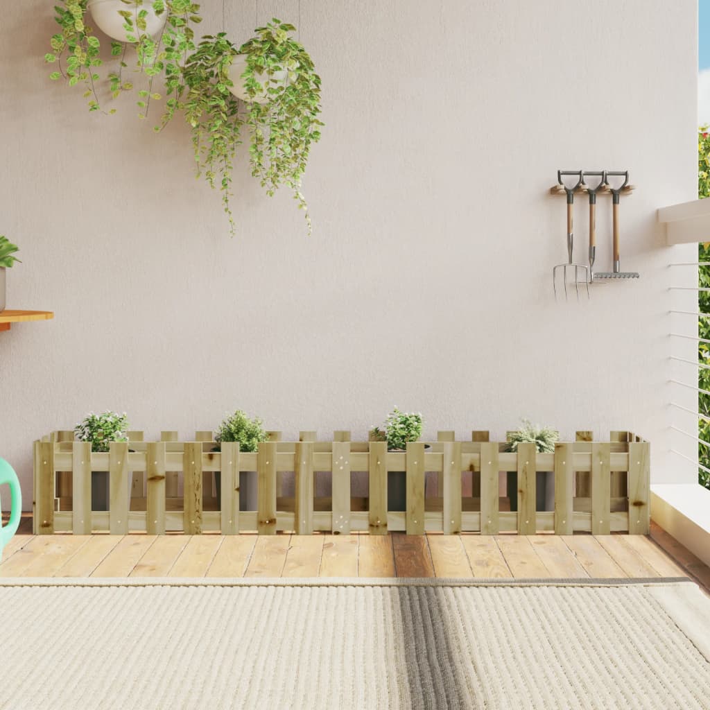 Garden Planter With Fence Design Solid Wood Douglas