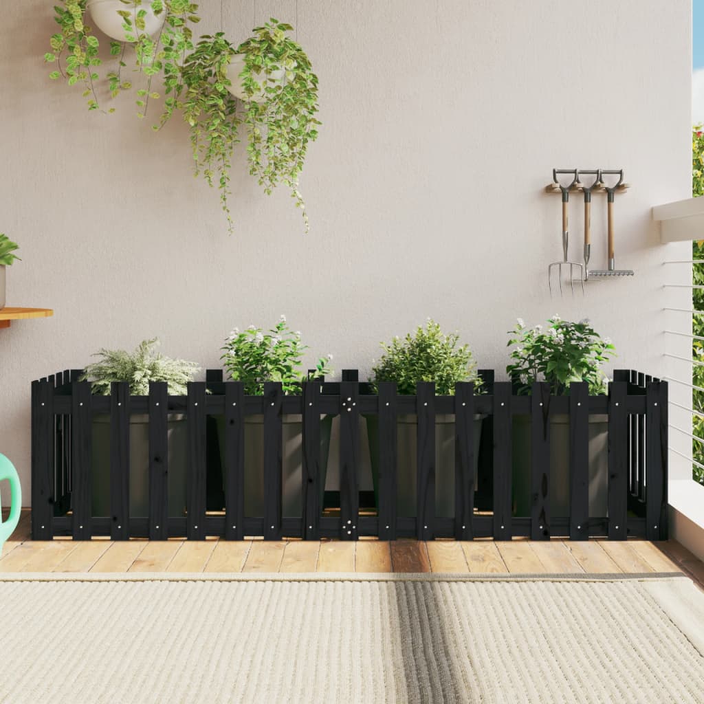 Garden Planter With Fence Design Solid Wood Douglas