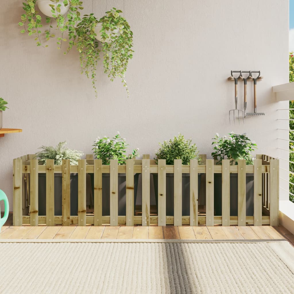 Garden Planter With Fence Design Solid Wood Douglas