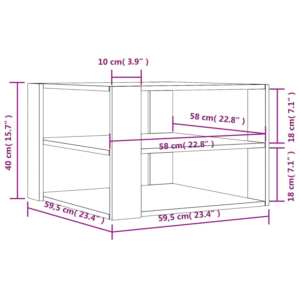 Coffee Table 58X58X40 Cm Engineered Wood