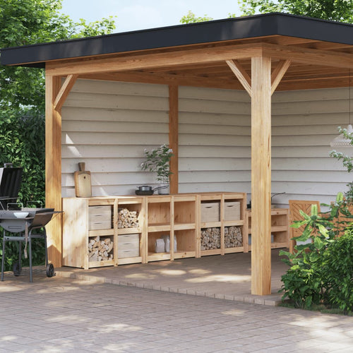 Outdoor Kitchen Cabinets Meppel 3 Pcs Solid Wood Pine