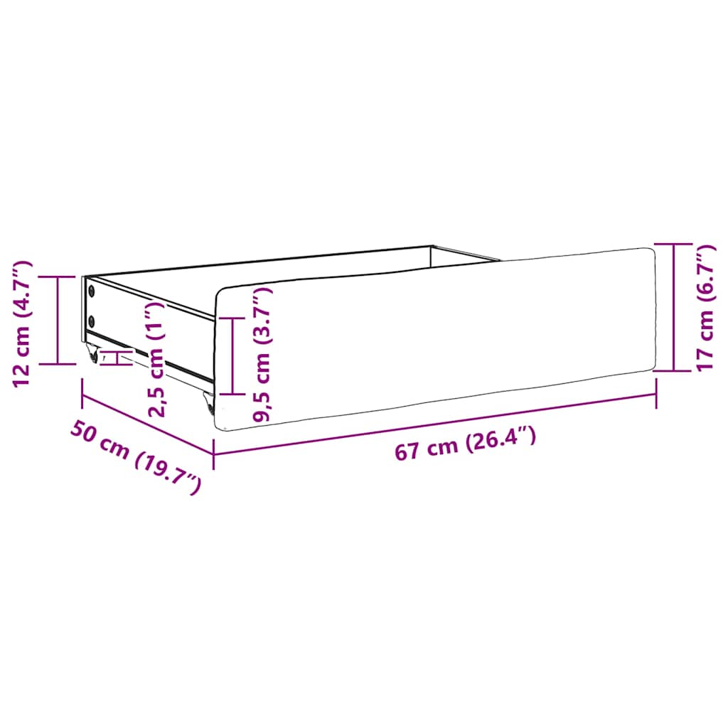 Bed Storage Drawers 2 Pcs Engineered Wood And