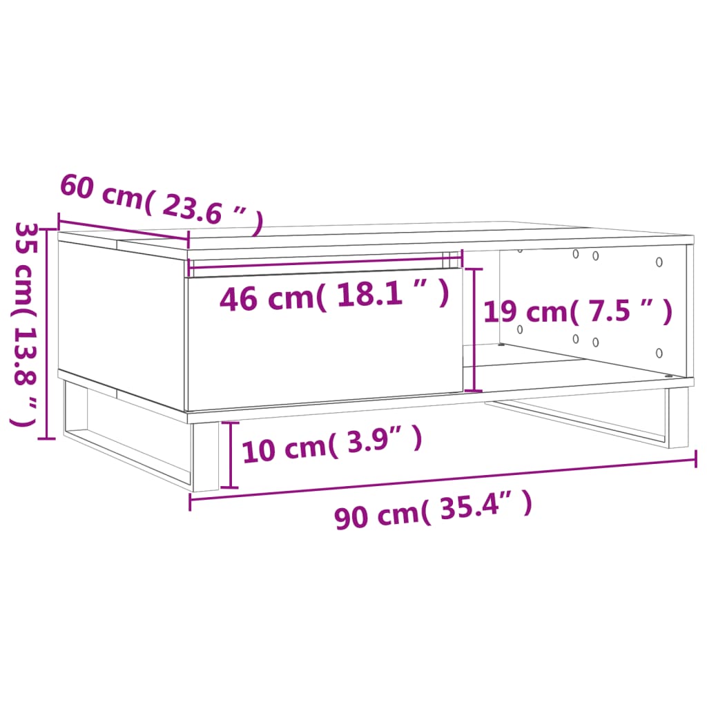 Coffee Table 90X60X35 Cm Engineered Wood